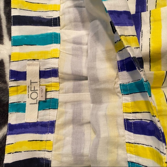 LOFT stripe skirt 6 mini elastic waistband lined - Picture 3 of 8